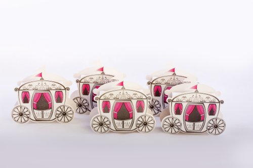 Κουτάκια Άμαξες Χάρτινα κουτάκια σε σχήμα πριγκιπικής άμαξας. Μεταφέρουν με τρόπο μοναδικό τη χαρά στους καλεσμένους της μικρής πριγκίπισσας
