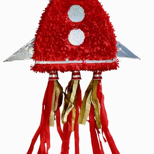 Πινιάτα Πύραυλος του Διαστήματος Κόκκινος, ιδανική για παιδικά πάρτυ με θέμα το διάστημα.